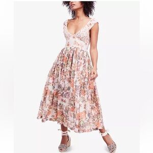 Free People Love You Printed Cotton Midi Dress